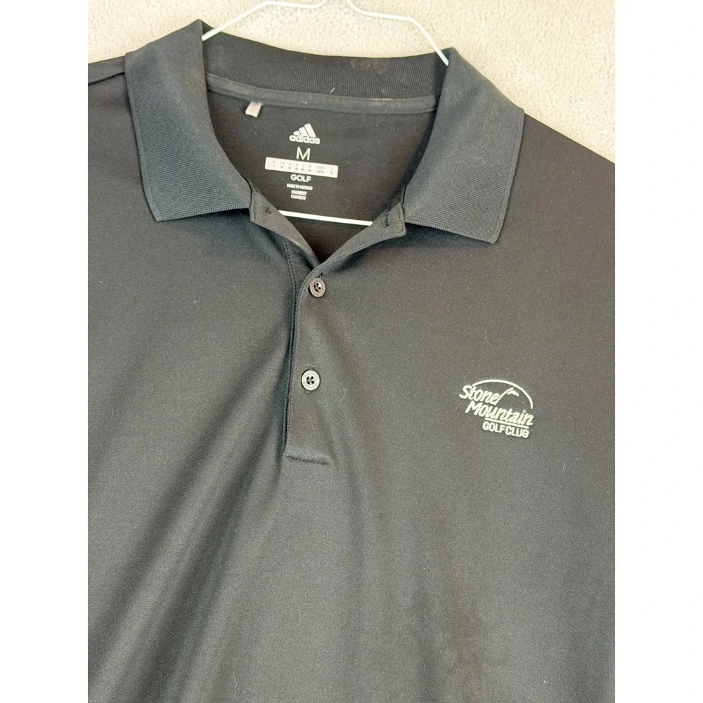 Adidas Golf Mens‎ Medium Black Short Sleeve Polo Shirt Stone Mountain Golf Club